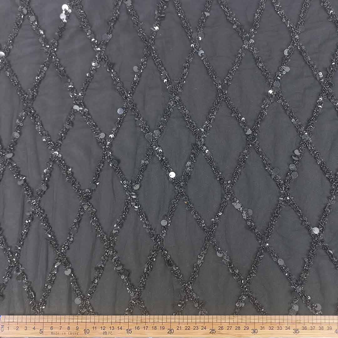 BR01801-2_1.jpg Knitted Fancy Tulle Design 05Black (Per Piece)