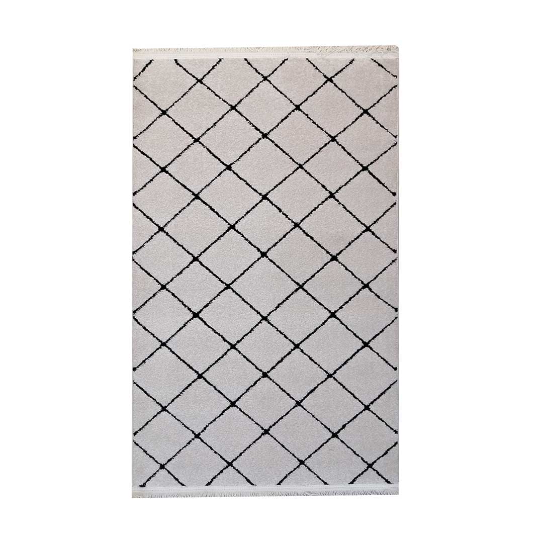 CA01155430_1.jpg Geometric Squares 80x150 White/Black Carpet