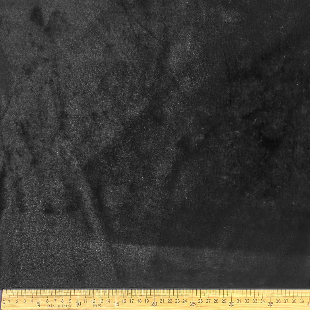 DR1201-009_1.jpg Faux Rabbit Fur Plain Black Fabric