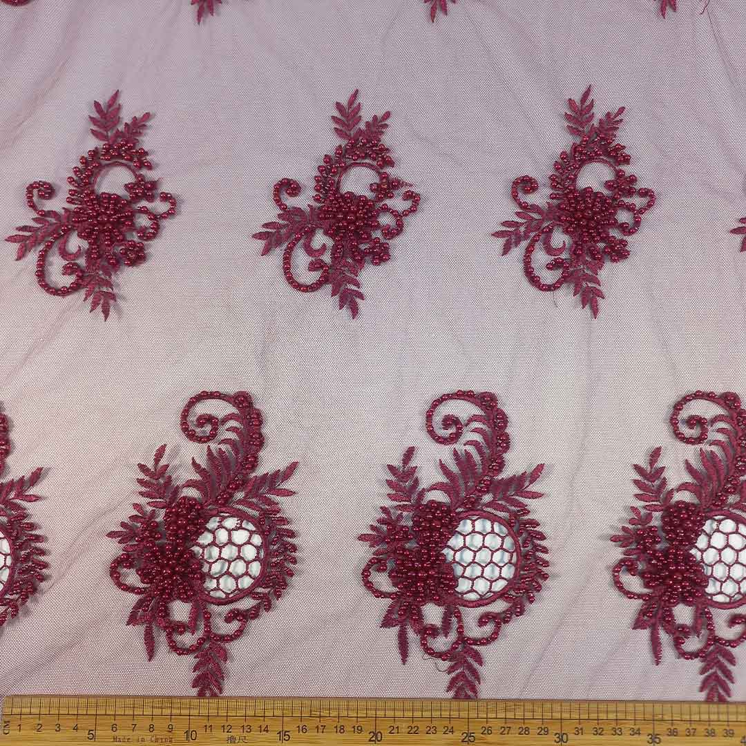 DR0299643-3_1.jpg : Beaded Lace A-8 -3 fabric with intricate beading and delicate lace, adding elegance and sparkle to special occasion designs. Perfect for bridal wear and evening gowns.