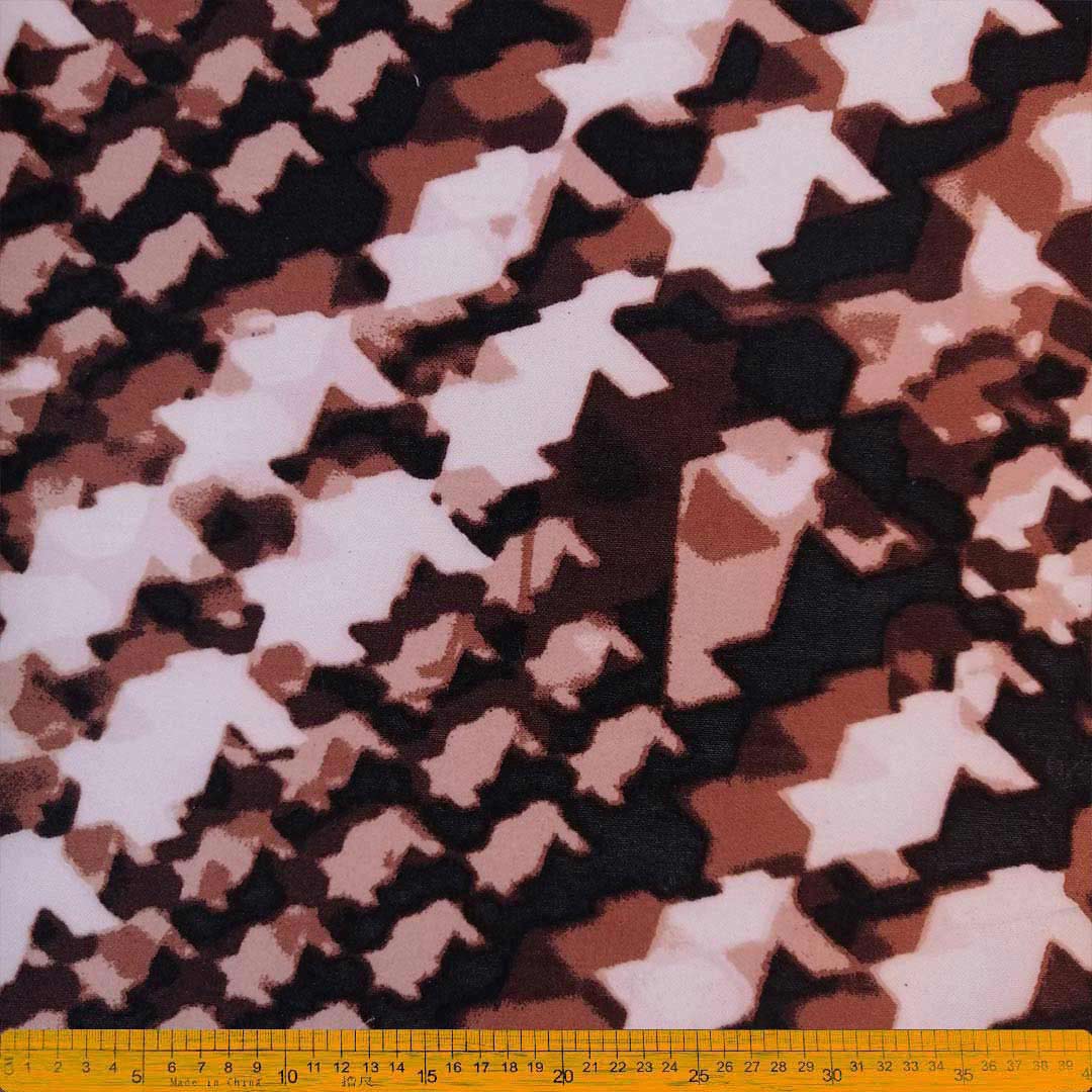 DR0925-12_1.jpg Scuba Crepe Brown Abstract Printed – Modern abstract printed fabric in rich brown, perfect for creating stylish garments, home décor, and accessories with smooth texture and vibrant design.