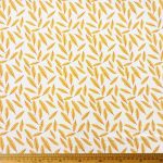 BuLGari Mustard Feathers 150cm (21)- fabric with a feather pattern in mustard, ideal for high-end fashion and home decor projects.