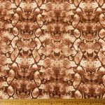 Scuba Digital Print Brown Snake Print fabric featuring a bold snake pattern in brown, ideal for creating fashionable clothing pieces.