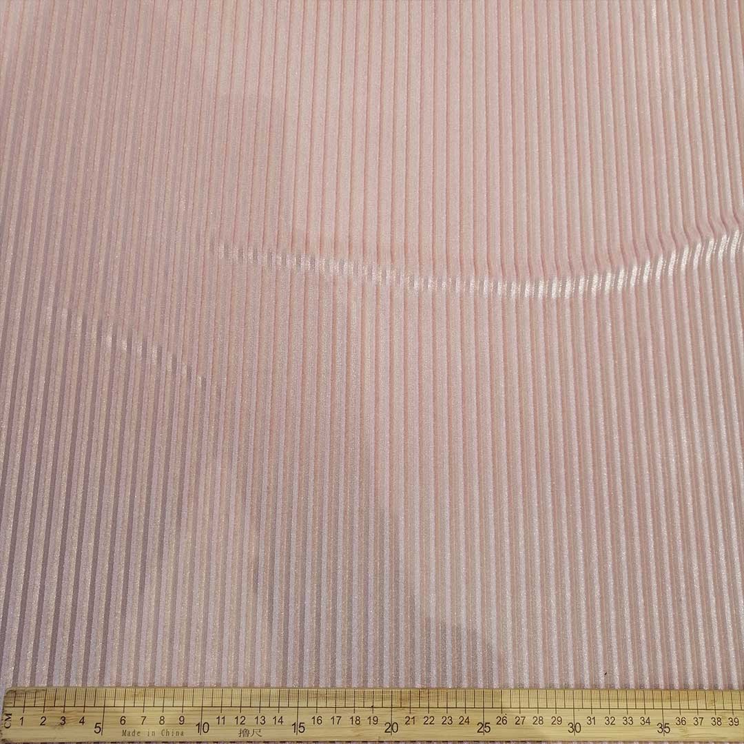 DR1597-2_1.jpg Nylon Velvet Burnouts RSB-9219 Stripes Baby Pink – Elegant baby pink velvet fabric with a striped burnout pattern, perfect for fashion, home décor, and upholstery, offering modern sophistication and texture.
