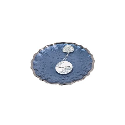 Blue & Silver Rimmed Side Plate 21cm WY010