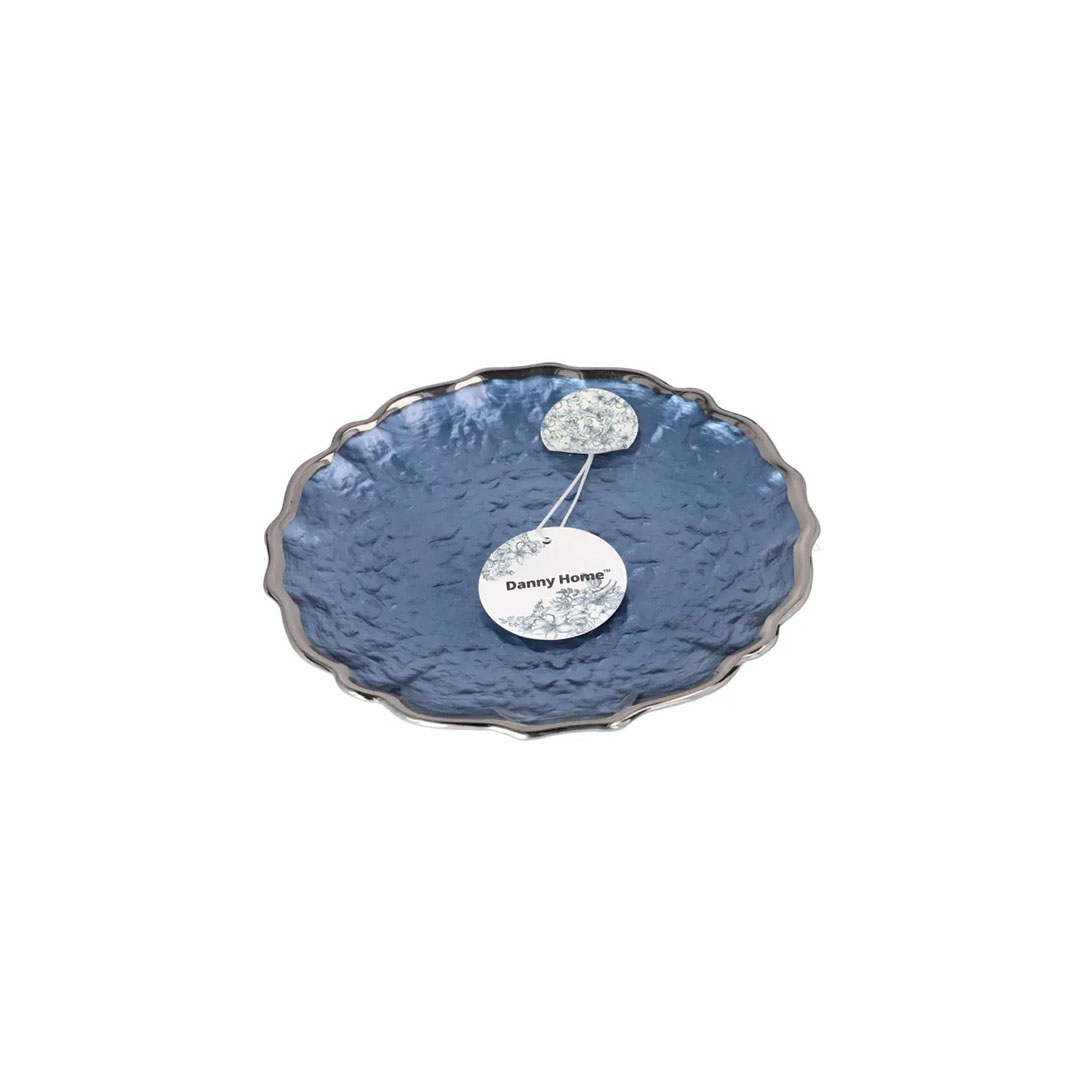 GL0450_1.jpg Blue & Silver Rimmed Side Plate 21cm WY010