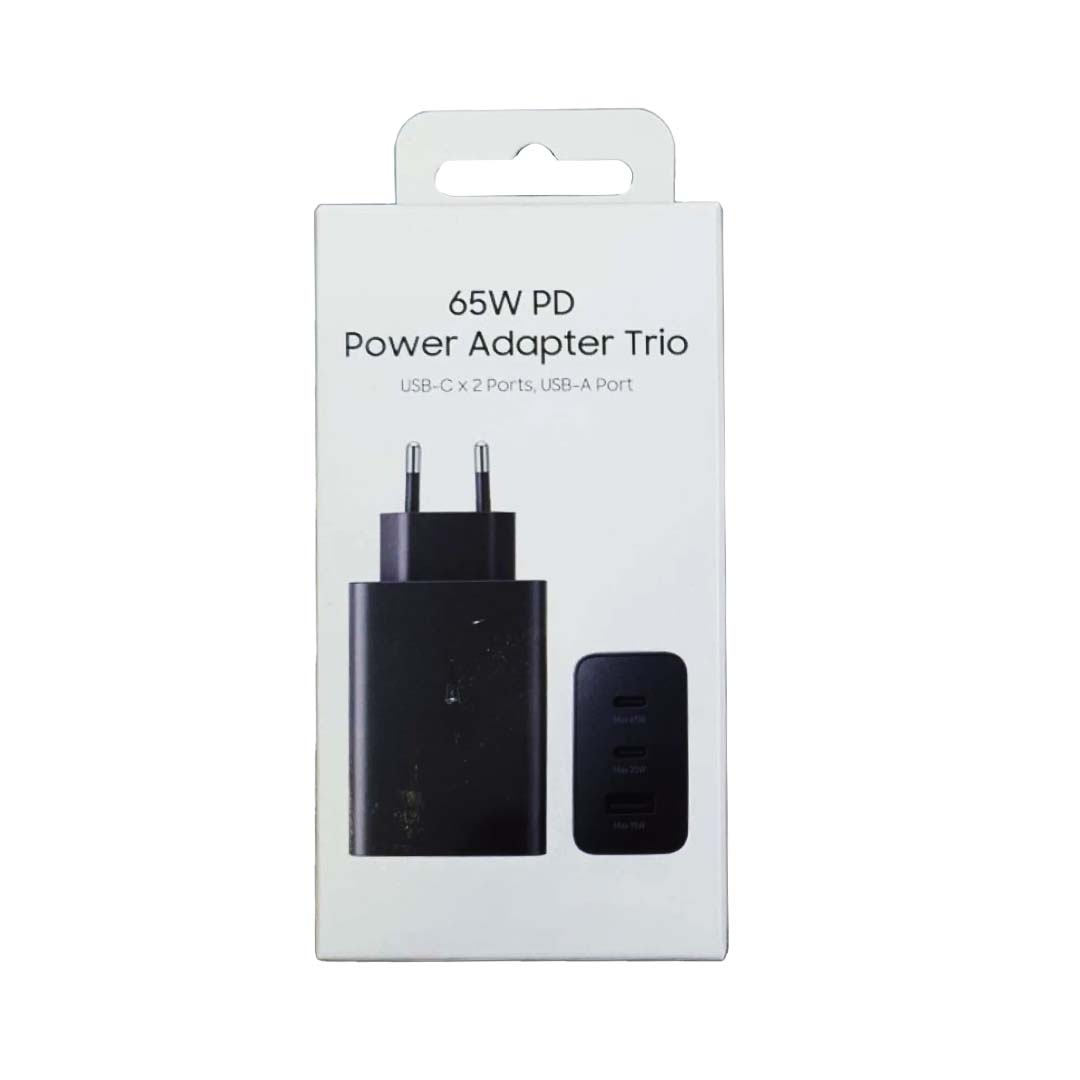 CE010047_1-1.jpg Power Adapter 65WE65W - Compact and efficient 65W power adapter for laptops, tablets, and USB devices with built-in safety features for secure charging.