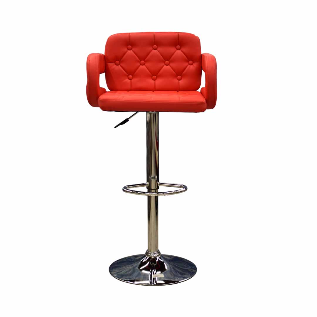 FU14231_1-1.jpg Bar Stool Red 935A - Bold red bar stool with a modern design, offering comfort and durability for kitchens, bars, and commercial spaces.