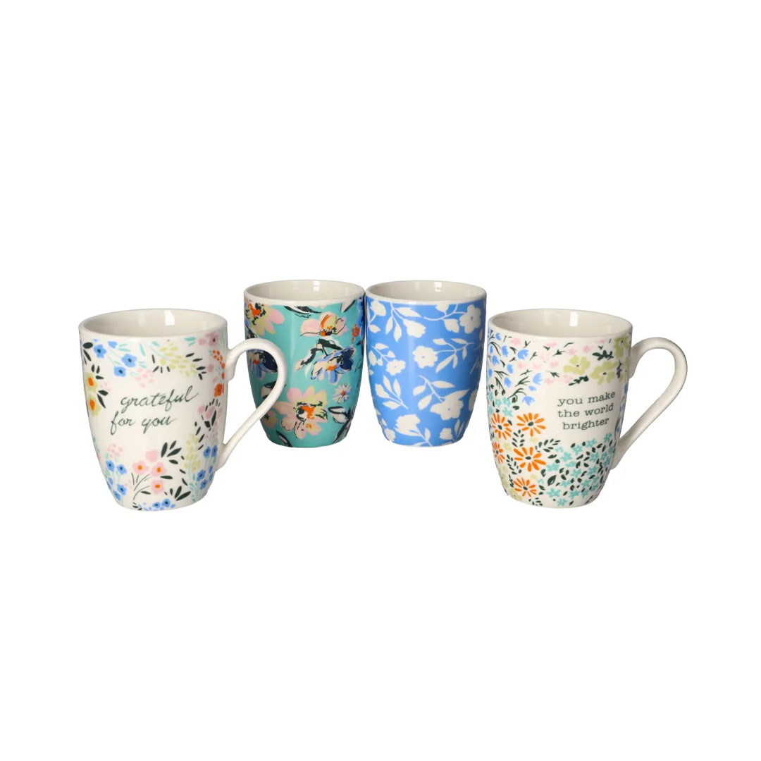 GL14070 Ceramic Artistic Mugs 4 Piece 360ml BZ1106-12 set with unique artistic patterns, perfect for coffee, tea, and stylish drinkware collections